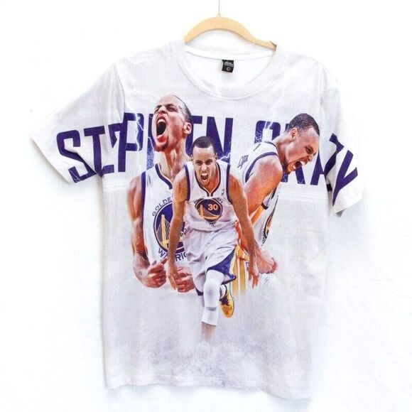 Unisex NBA Golden State Warriors Steph Curry Graphic Photo Double Sided Tee M - Picture 1 of 4
